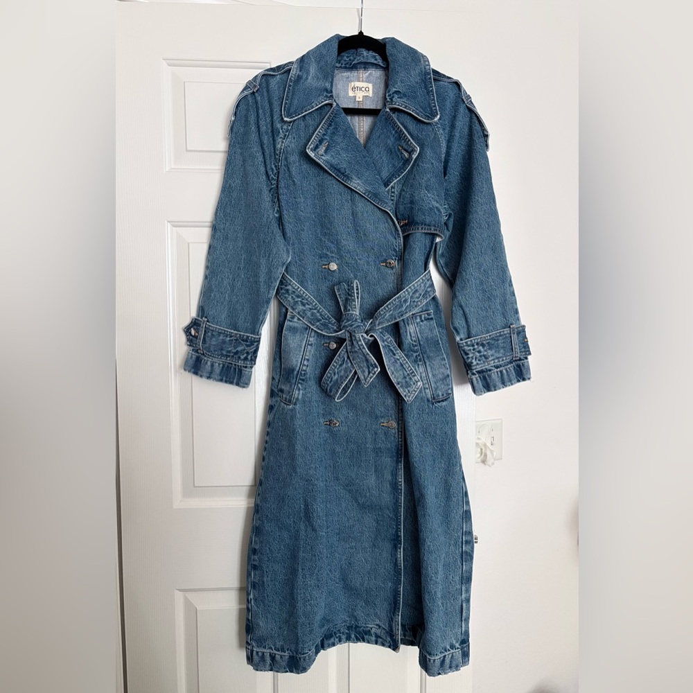 ETICA denim Jacques Trench Coat ✨NWT $398 Small - Picture 8 of 13